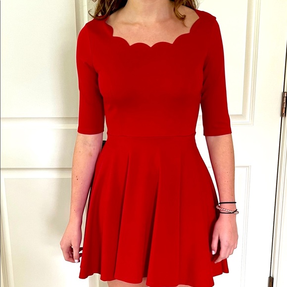 formal red skater dress Auburn | RED Halter Skater Midi Dress main image 1